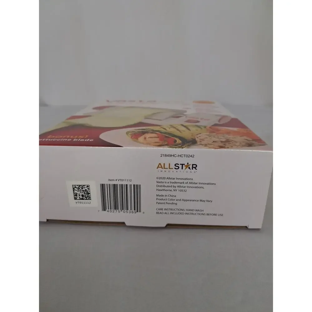 Vasta Sheer Slicer with Bonus Fettuccine Blade Vegetable and Fruit Slicer, New